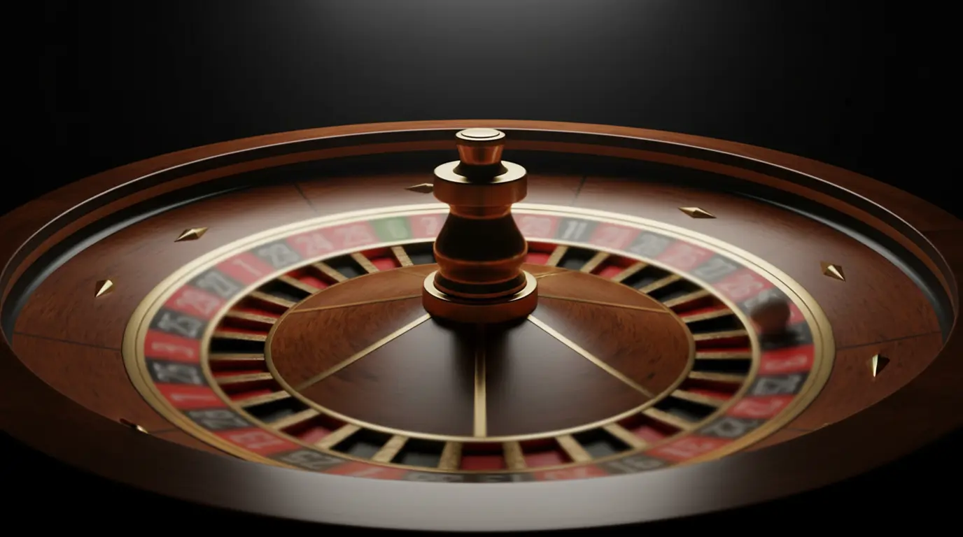 Games at non-GamStop casinos — close-up of a roulette wheel with warm casino lighting