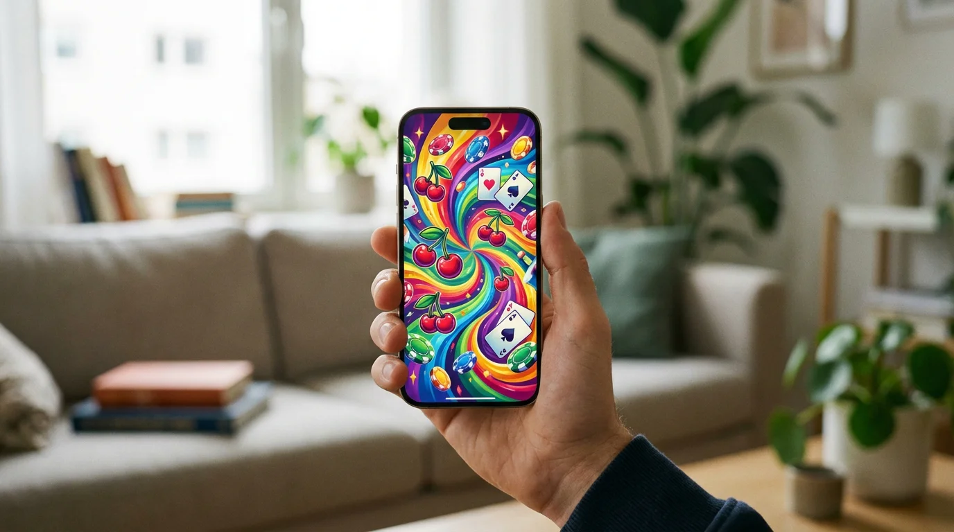 Non-GamStop casino mobile experience — smartphone with casino game