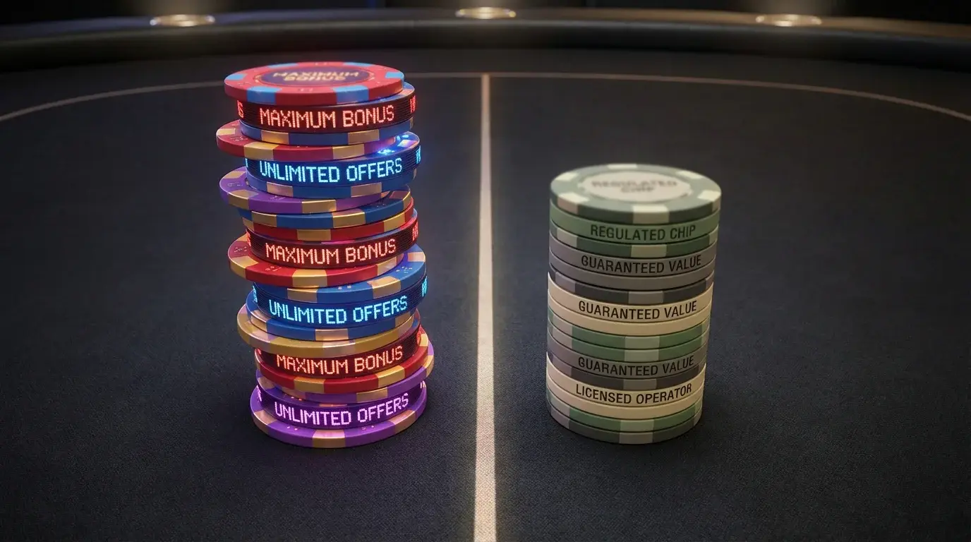Non-GamStop vs UKGC bonuses — two stacks of chips compared