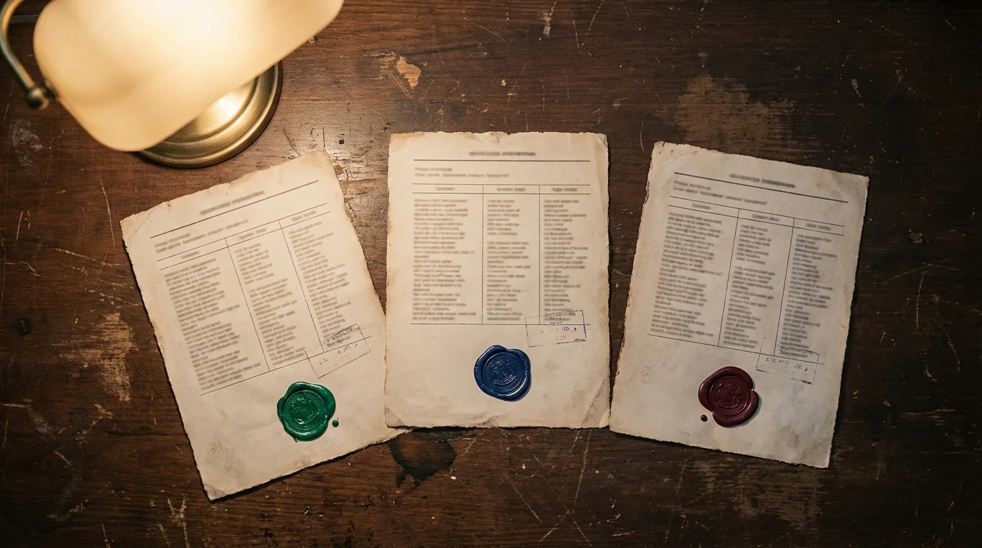 Three official-looking government building facades representing different offshore licensing jurisdictions